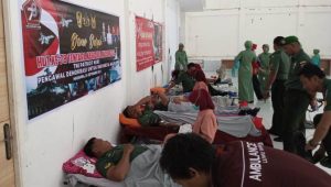 Peringati HUT TNI Ke-78, Jajaran Koramil Luwu Utara Dim 1403 Palopo Gelar Baksos Donor Darah