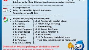 Kebocoran Pipa dan Pemasangan Gate Valve, IPAM 3 Battang Alami Gangguan Layanan Distribusi Air