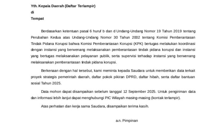 KPK Minta Kepala Daerah Setor Data 10 Proyek Strategis dan Pokok Pikiran DPRD, Termasuk Kota Palopo
