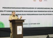 Wali Kota Makassar, Munafri Arifuddin, saat menghadiri MoU antara Pemkot dengan PT. Kawasan Industri Makassar (KIMA)